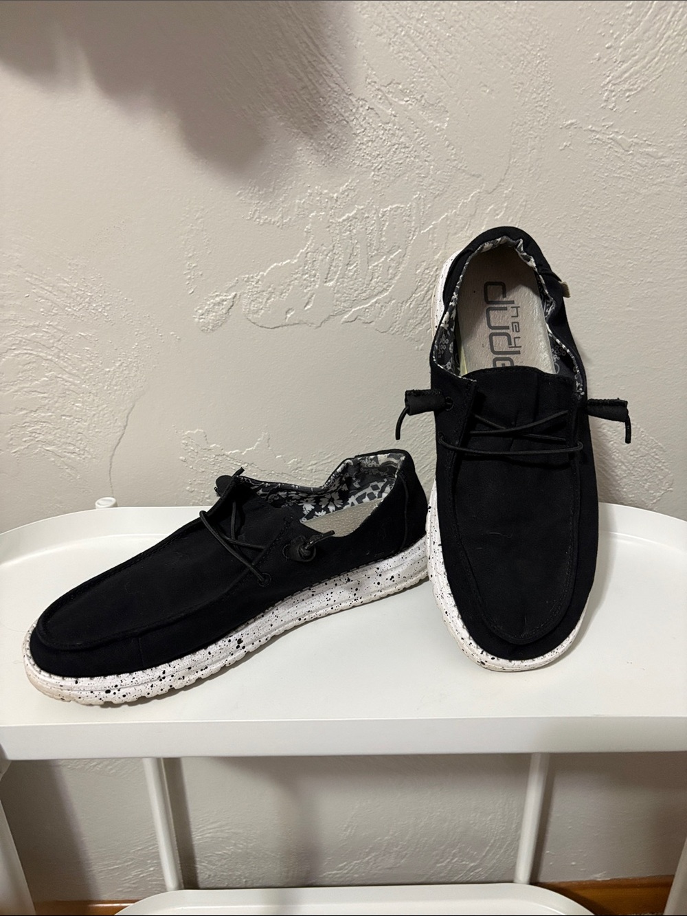 Hey Dude Black Casual Slip-On Loafers with Speckled White Sole